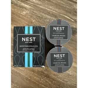 Lot 3 NEST New York Mediterranean Fig 2oz + Charcoal Woods .95oz Perfume Set